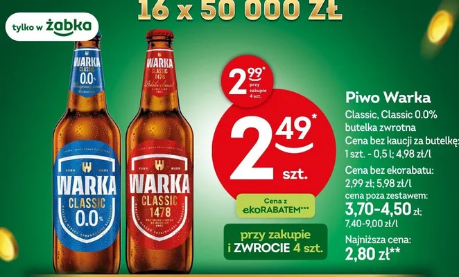 Piwo Warka Classic promocja w Żabka