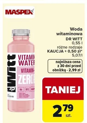 Woda witaminowa DR WITT różne rodzaje promocja w Carrefour Market