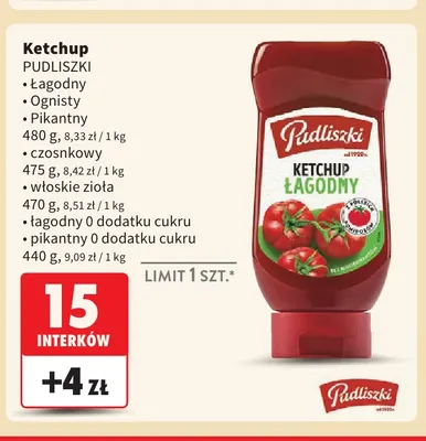 Ketchup łagodny Pudliszki promocja w Intermarche