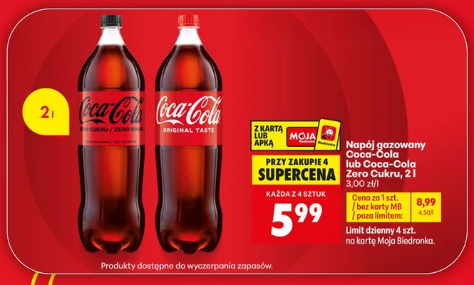 Napój gazowany Coca-Cola Zero Cukru promocja w Biedronka