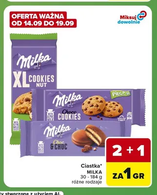 Ciastka Milka XL Cookies Nut promocja w Carrefour Express