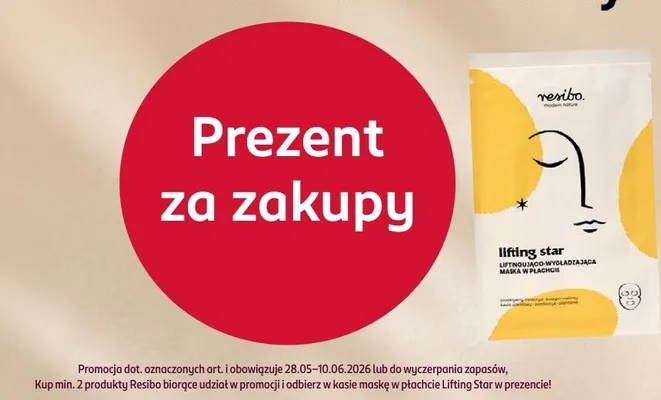 Maska w płachcie liftingująco-wygładzająca Resibo lifting star promocja w Rossmann