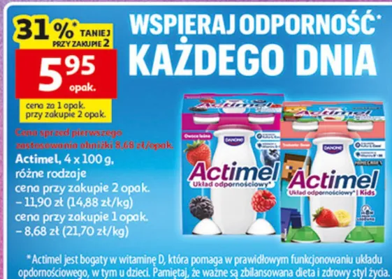 Actimel, 4 x 100g, różne rodzaje promocja w Auchan