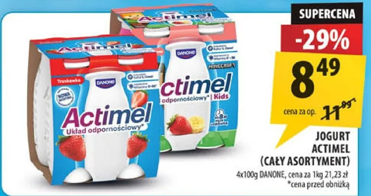 Jogurt Actimel (cały asortyment) promocja w Arhelan