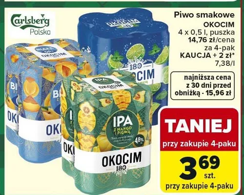 Piwo smakowe Okocim promocja w Carrefour