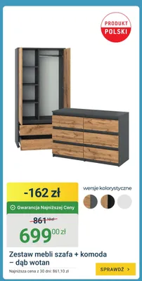Zestaw mebli szafa + komoda dąb wotan promocja w ERLI