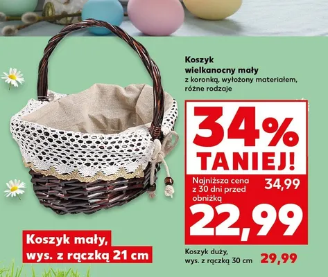 Koszyk wielkanocny mały z koronką, wys. z rączką 21 cm, różne rodzaje promocja w Kaufland