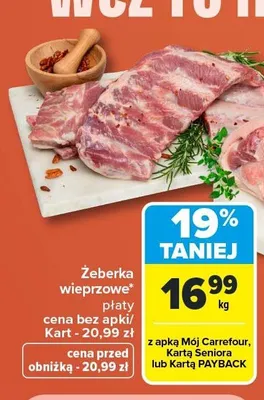 Żeberka wieprzowe płaty promocja w Carrefour