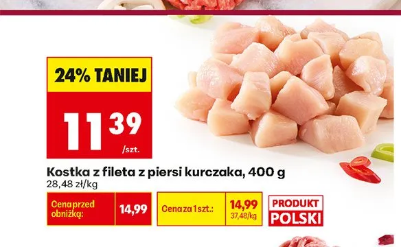 Kostka z fileta z piersi kurczaka promocja w Biedronka