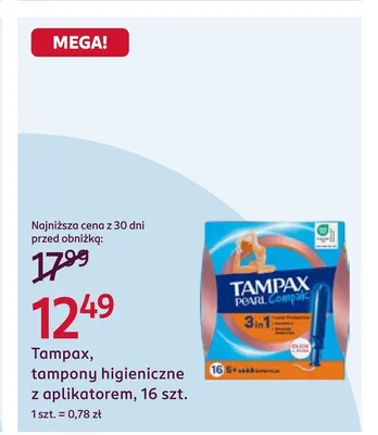 Tampony higieniczne z aplikatorem Tampax promocja w Rossmann