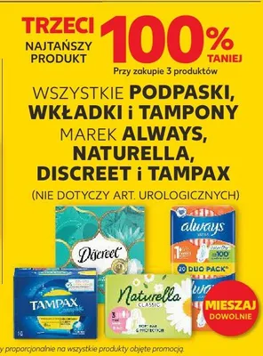 Wszystkie podpaski, wkładki, tampony promocja w Kaufland