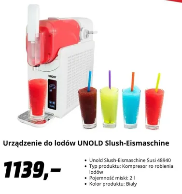 Urządzenie do lodów UNOLD Slush-Eismaschine Susi 48940 promocja w Media Markt