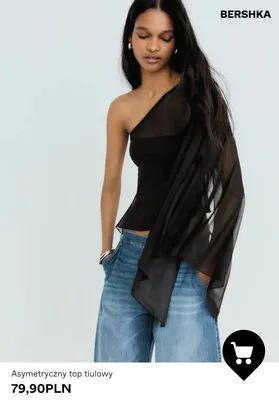 Asymetryczny top tiulowy Bershka promocja w Bershka