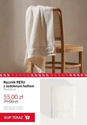 Ręcznik RESU z ozdobnym haftem 70x130 cm promocja w Homla