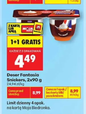 Deser Fantasia Snickers 2-pak promocja w Biedronka