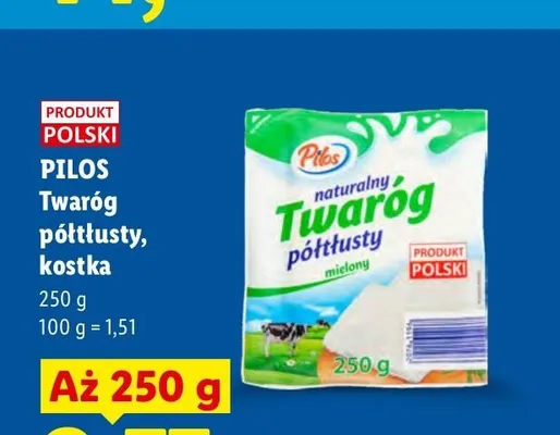 Twaróg półtłusty kostka Pilos promocja w Lidl