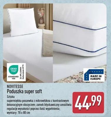 Poduszka super soft Novitesse 70x80cm promocja w Aldi