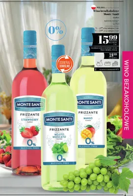 Wino bezalkoholowe Monte Santi Frizzante Mango słodkie promocja w POLOmarket