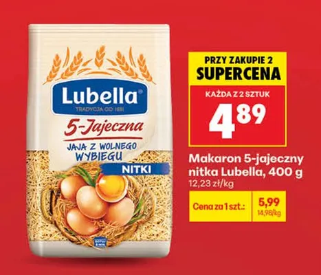 Makaron 5-jajeczny nitka Lubella promocja w Biedronka