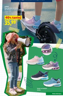 Buty sportowe dziewczęce ze świecącą podeszwą Lupilu promocja w Lidl