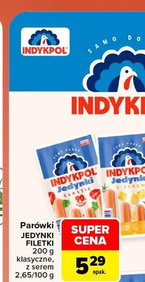 Parówki Jedynki klasyczne Indykpol promocja w Carrefour Market