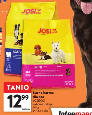 Sucha karma dla psa JOSIDOG wybrane rodzaje promocja w Intermarche