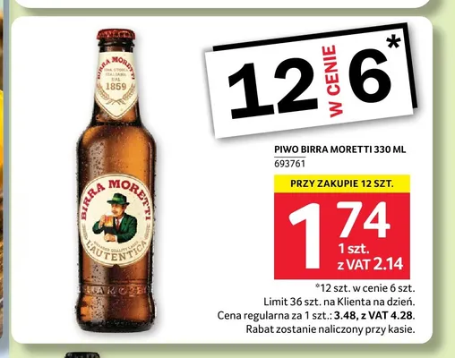 Piwo Birra Moretti promocja w Selgros
