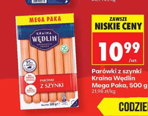 Parówki z szynki Kraina Wędlin Mega Paka promocja w Biedronka