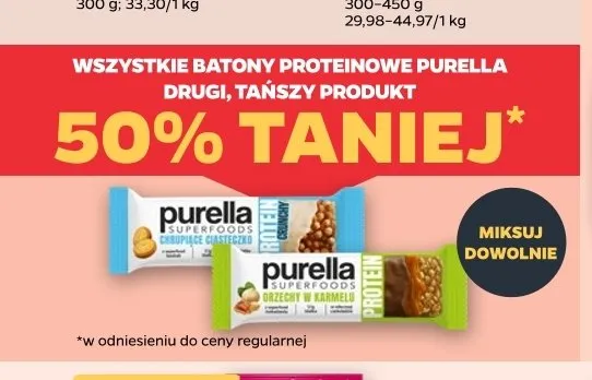 Baton proteinowy orzechy w karmelu Purella promocja w Netto