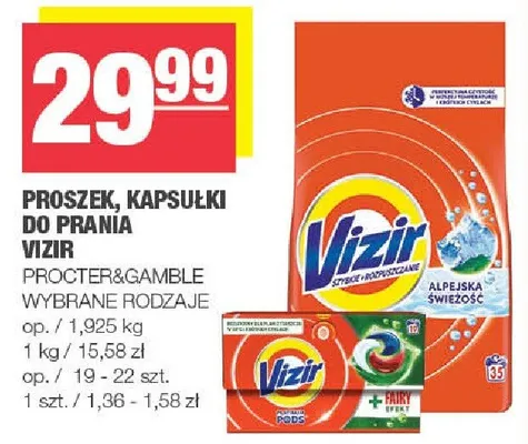 Proszek, kapsułki do prania Vizir promocja w SPAR