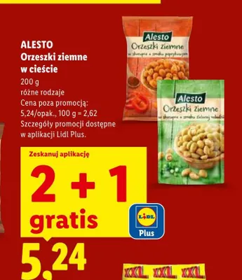 Orzeszki ziemne w skorupce o smaku zielonej cebulki Alesto promocja w Lidl