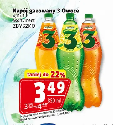 Napój gazowany 3 Owoce Zbyszko promocja w Prim Market