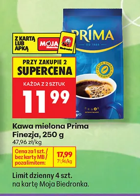 Kawa mielona Prima Finezja promocja w Biedronka