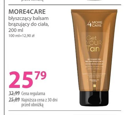 Błyszczący balsam brązujący do ciała MORE4CARE promocja w Hebe