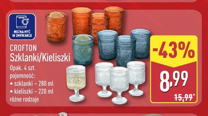 Szklanki Crofton promocja w Aldi