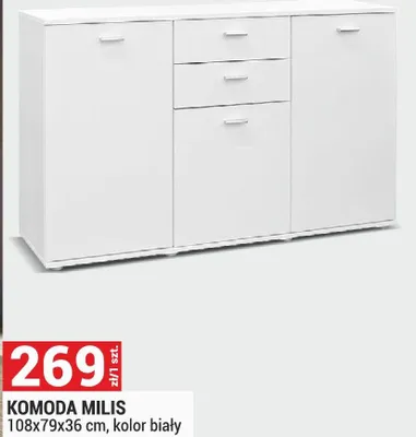 Komoda Milis 108x79x36 cm, kolor biały promocja w Merkury Market