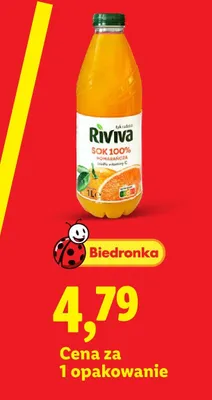 Sok pomarańczowy 100% Riviva promocja w Lidl