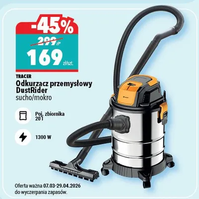 Odkurzacz przemysłowy DustRider sucho/mokro promocja w Biedronka Home