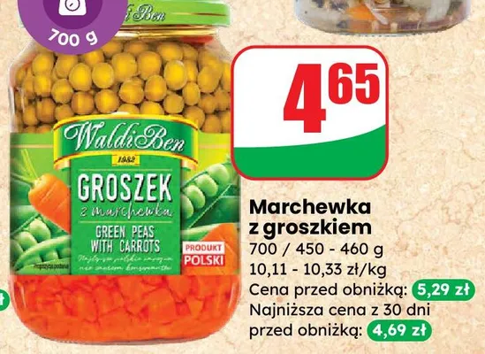 Marchewka z groszkiem promocja w Dino