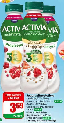 Jogurt pitny Activia 2 rodzaje promocja w Dino