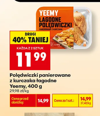Polędwiczki panierowane z kurczaka łagodne Yeemy promocja w Biedronka