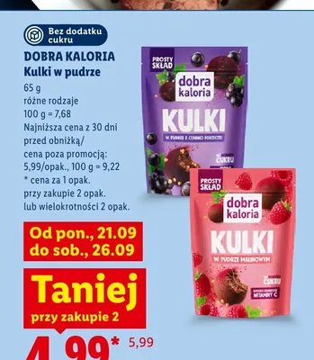 Kulki w pudrze z czarnej porzeczki Dobra Kaloria promocja w Lidl