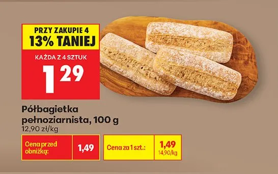 Półbagietka pełnoziarnista promocja w Biedronka