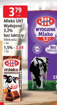 Mleko UHT Wydojone 3,2% bez laktozy Mlekovita promocja w Leclerc