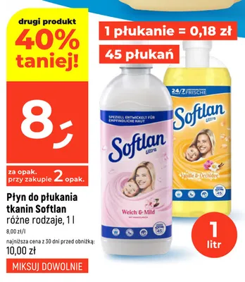 Płyn do płukania tkanin Softlan Ultra Weich & Mild promocja w Dealz