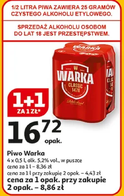 Piwo Warka classic promocja w Auchan