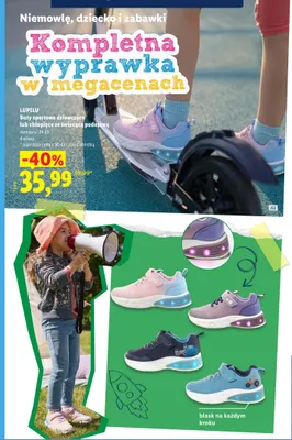 Buty sportowe dziewczęce ze świecącą podeszwą Lupilu promocja w Lidl
