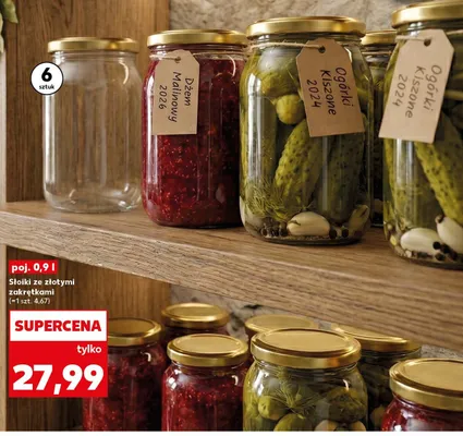 Słoiki ze złotymi zakrętkami 6-pak 0,9 l promocja w Kaufland
