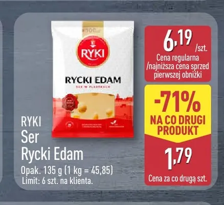 Ser Rycki Edam w plastrach Ryki promocja w Aldi