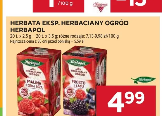 Herbata ekspresowa Herbaciany Ogród Malina z dziką różą Herbapol promocja w Stokrotka